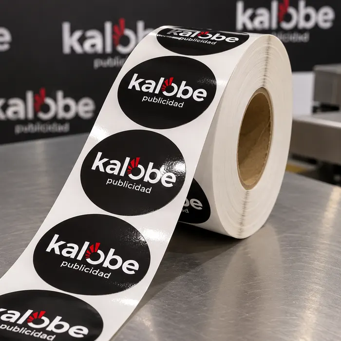 Rollo de pegatinas redondas personalizadas con logo