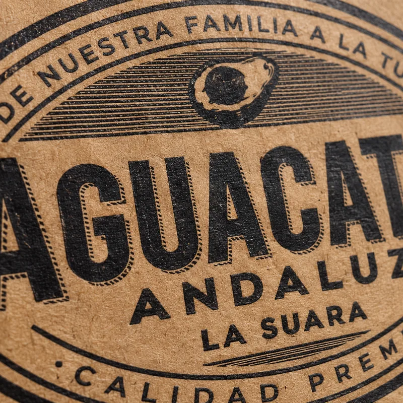 Detalle de serigrafía a una tinta sobre bolsa de papel kraft