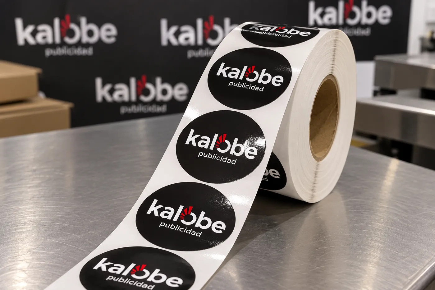 Rollo de pegatinas redondas personalizadas impresas con el logo del cliente